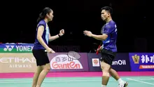 Aksi ganda campuran Indonesia, Amri Syahnawi/Nita Violina Marwah, pada semifinal Kejuaraan Dunia BWF 2026, di New Delhi, India, Sabtu (22/8/2026). (PBSI)