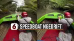 Momen asyik dibagikan oleh video ini ketika seorang pemuda melakukan aksi ngedrift gunakan speedboat di sungai. Seperti film Fast Furious.