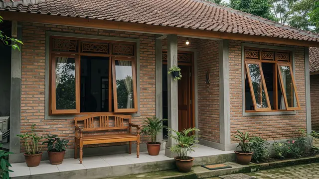 Rumah Bata Ekspos yang Adem untuk di Desa/Gemini AI