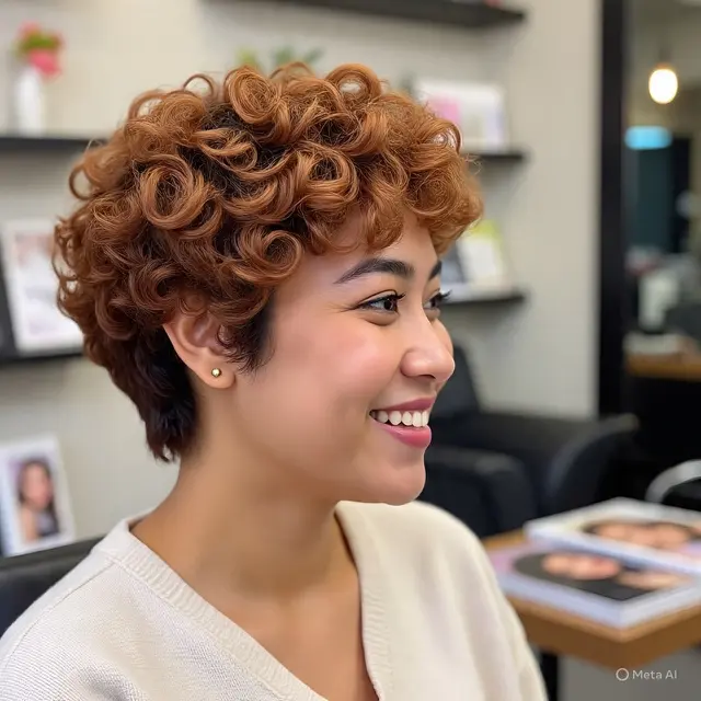 Model Rambut Keriting Pendek untuk Wajah Bulat