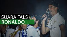 Berita video Cristiano Ronaldo bernyanyi dengan nada sumbang di pesta juara Real Madrid.