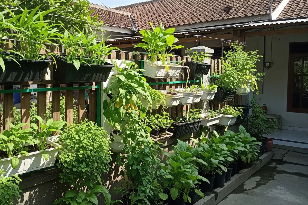 Inspirasi Kebun Sayur IRT Padat Panen untuk Rumah Tipe Sederhana (AI)