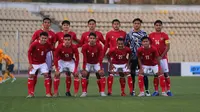 Starter Timnas Indonesia U-23 saat menghadapi Australia dalam laga kedua Grup G Kualifikasi Piala Asia U-23 2022 di Dushanbe, Tajikistan, Jumat (29/10/2021). (Dok. PSSI)
