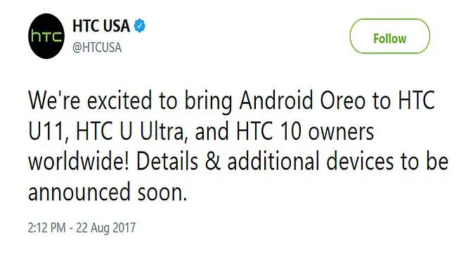 HTC mengumumkan tiga smartphone yang akan bisa mencicipi Android Oreo (Foto: Ist)