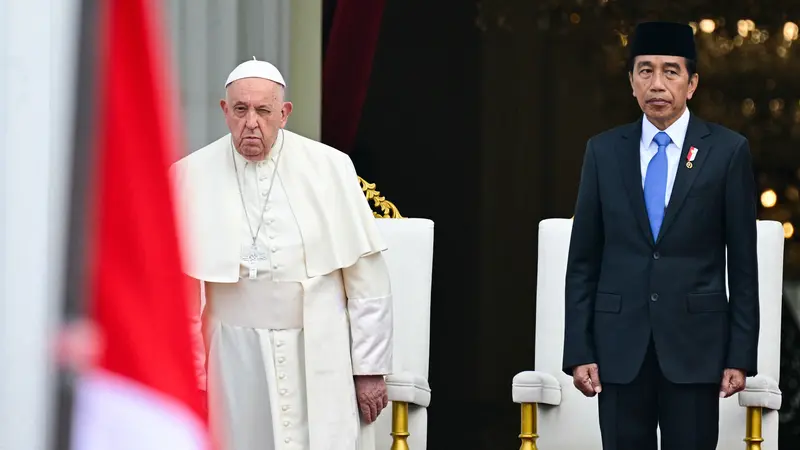 Paus Fransiskus tiba di Istana Kepresidenan Jakarta