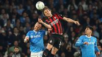 Napoli berhasil memetik kemenangan saat menjamu AC Milan dalam laga lanjutan Liga Italia 2025/2026 di Diego Armando Maradona Stadium, Naples, Italia, Senin (06/04/2026) waktu setempat. (AP Photo/LaPresse/Alessandro Garofalo)