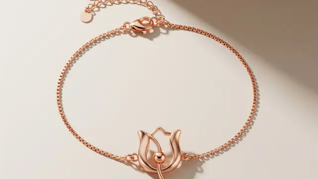 Gelang Rose Gold dengan Pendant Bunga