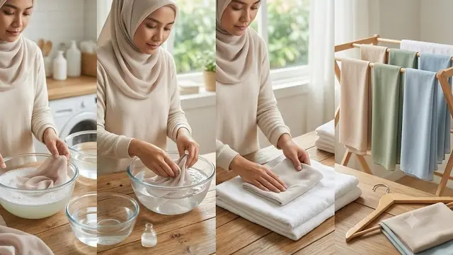 Cara Mencuci Hijab Voal agar Tetap Tegak dan Tidak Mudah Lemas (AI Generated)
