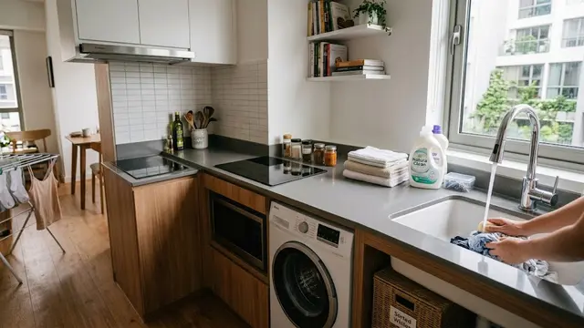 Ide Dapur Kecil yang Tetap Kering Meski Area Cucinya Menyatu