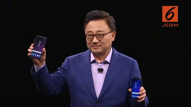 DJ Koh, Head of IT & Mobile Communications (IM) Division saat berbicara di atas panggung peluncuran Samsung Galaxy S9 di Fira Barcelona Gran Via, Spanyol. Liputan6.com/Agustin Setyo W