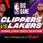 Jadwal dan Live Streaming LA Clippers vs LA Lakers NBA 2023/2024 di Vidio