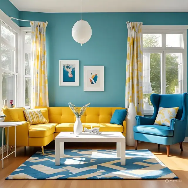 Inspirasi Cat Dua Warna Biru, Perpaduan Biru Muda dan Kuning
