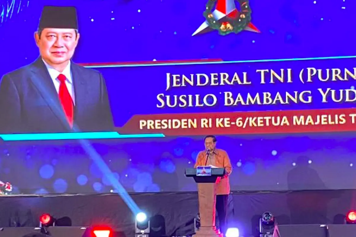 Ketua Majelis Tinggi Partai Demokrat Susilo Bambang Yudhoyono (SBY) saat melaksanakan Perayaan Natal Nasional Partai Demokrat di Jakarta, Senin. (Istimewa)