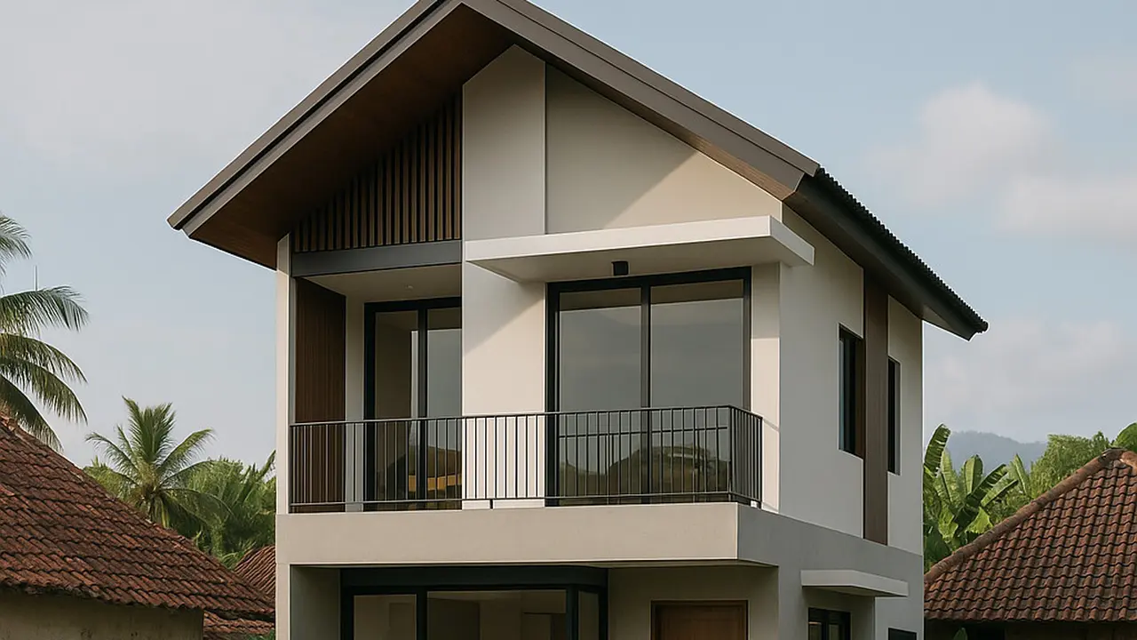 Desain Rumah Minimalis 5x7 Meter 2 Lantai di Desa/via ChatGPT