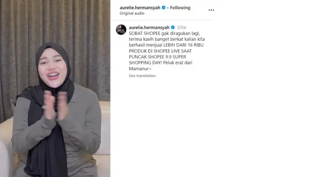 Jualan di Shopee Live, Aurel Hermansyah dapat Pesanan Lebih dari 16 Ribu Produk di Puncak Kampanye Shopee 9.9