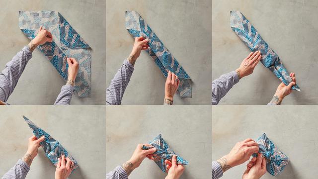 Cara membungkus kado simpel dengan kain 2