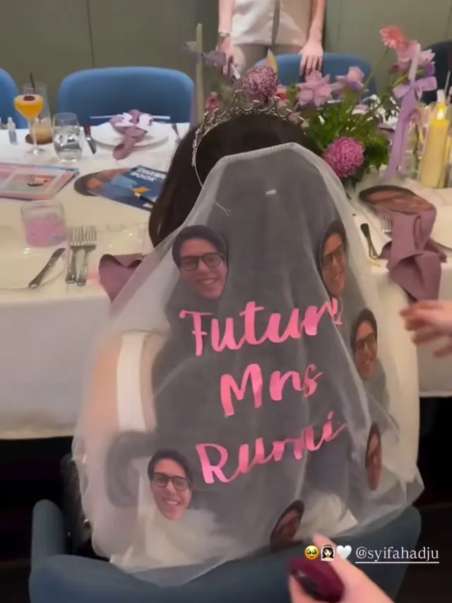 Syifa Hadju Dapat Kejutan Bridal Shower pakai veil. [@jovankalexndra]