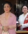 Titiek Soeharto tampil fun dan playful di hari pelantikannya. Ia mengenakan kebaya brokat yang dilengkapi selendang serba warna pink. Kebayanya kemudian dipadukan dengan tas Gucci warna senada. [@bobbykertanegara].