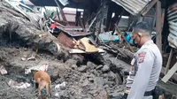 Salah satu upaya yang dilakukan untuk mencari korban longsor di Manado adalah dengan menurunkan anjing pelacak K-9 Ditsamapta Polda Sulut.