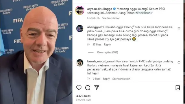 Erick Thohir Dapat Ucapan Selamat Ulang Tahun dari Presiden FIFA, Pelatih Legendaris dan 4 Pesepak Bola Top Dunia