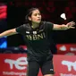 Tunggal putri Indonesia Gregoria Mariska Tunjung beraksi pada Piala Uber 2020 di Ceres Arena, Aarhus, Senin (11/10/2021). (foto: BWF-Limited Access)