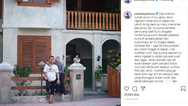 Unggahan Zaskia Adya Mecca. (Foto: Dok. Instagram @zaskiadyamecca)