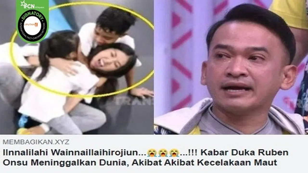 Gambar Tangkapan Layar Kabar Hoaks Ruben Onsu Meninggal Dunia.