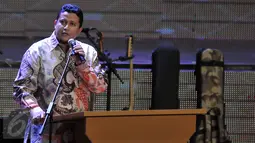 Ketua Bawaslu Muhammad memberi sambutan dalam acara Bawaslu Award, Jakarta, Senin (29/2/2016). Bawaslu Award diberikan kepada individu atau lembaga yang secara konsisten bekerja dan berpartisipasi dalam mensukseskan Pilkada 2015.(Liputan6.com/JohanTallo)