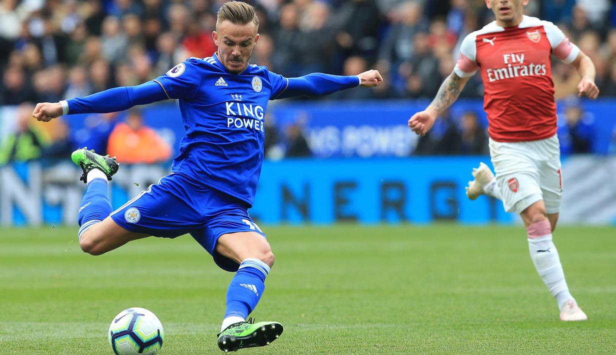 7. James Maddison (Leicester) - Maddison mengenakan nomor punggung 10 ketika bergabung dengan Leicester pada musim 2018-2019. Ia menjadi andalan Leicester untuk mencetak gol. (AFP/Lindsey Parnaby)