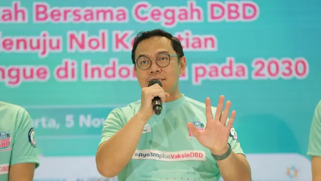 Konferensi Pers Kemenkes dan Takeda Gelar Kegiatan "Langkah Bersama Cegah DBD", Jakarta Pusat, Minggu, 5 November 2023.