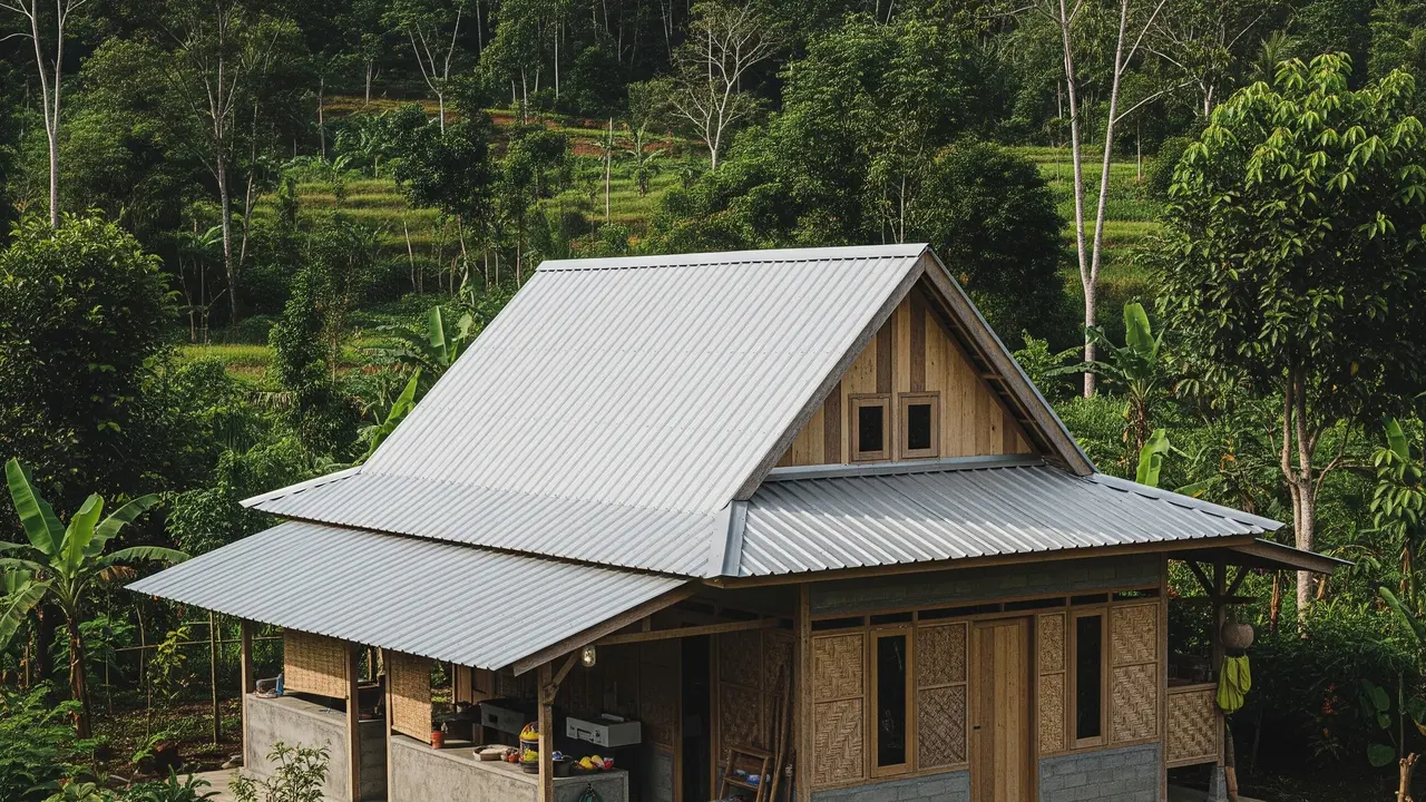 Rumah Minimalis Gaya Pedesaan dengan Atap Seng dan Asbes