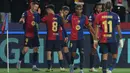 Di babak kedua, tiga menit usai kickoff atau menit ke-48, Barcelona menggandakan keunggulan atas Borussia Dortmund. Memanfaatkan umpan lambung dari Raphinha, Robert Lewandowski menjebol gawang Dortmund dengan sundulannya. (LLUIS GENE/AFP)