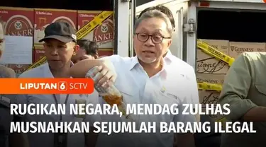 Menteri Perdagangan Zulkifli Hasan, memusnahkan sejumlah barang ilegal dengan total nilai Rp 7 miliar. Pemusnahan dilakukan, karena adanya pelanggaran yang berdampak pada terganggunya stabilitas perekonomian Indonesia.