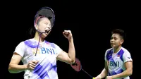 Greysia Polii/Apriyani Rahayu mencatat kemenangan laga pertama Grup A HSBC BWF World Tour Finals 2021 atas ganda Thailand, Jongkolphan Kititharakul/Rawinda Prajongja di Nusa Dua, Bali, Rabu (1/12/2021). (PBSI)