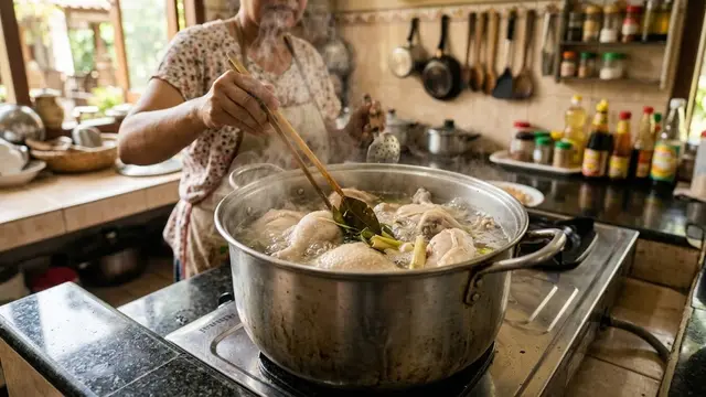 Penyebab Muncul Busa Saat Ayam Direbus/AI Generated