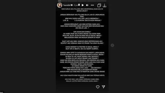 Lolly Anak Nikita Mirzani Menolak Kembali ke Indonesia Setelah Aibnya Dibongkar Ibunda: Jangan Harap Aku Balik Lagi di Lingkungan Toxic