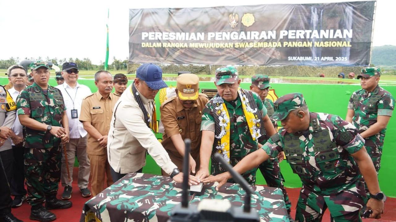 Kasad dan Wamentan Resmikan Sarana Pengairan Ribuan Hektare Sawah di Sukabumi