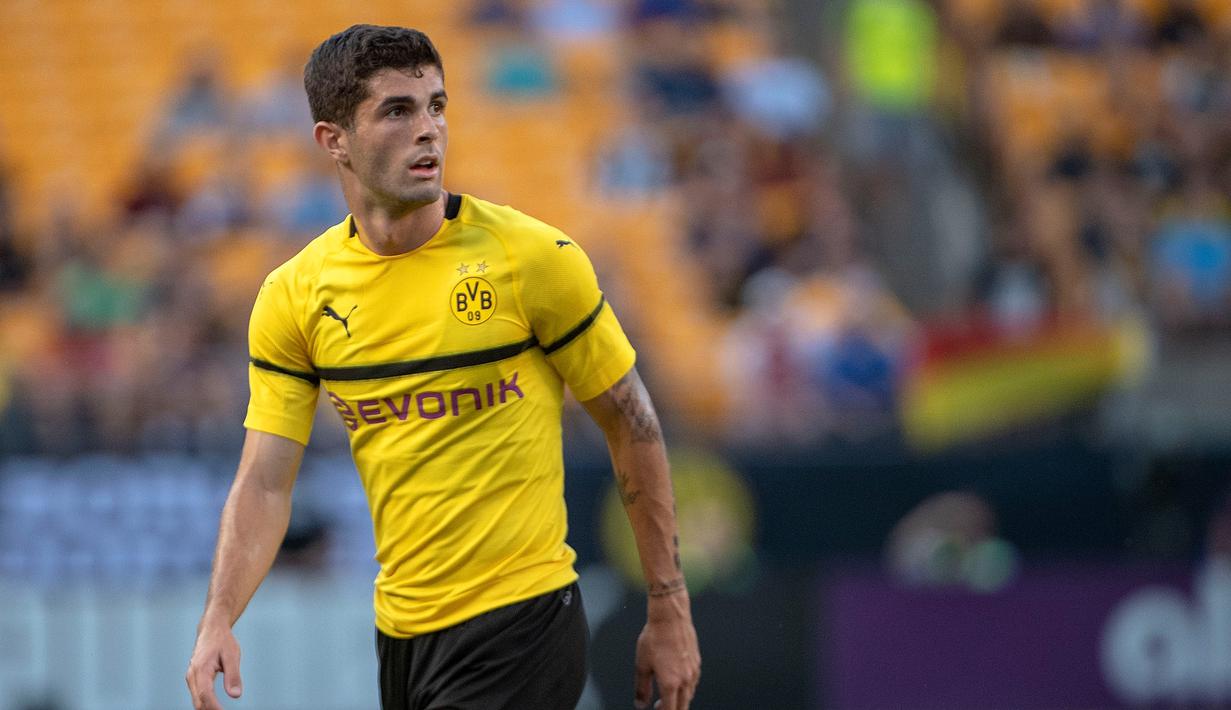 Pulisic langsung menarik perhatian dunia dengan penampilan apiknya di Bundesliga. Sebelum ke Chelsea, Pulisic sempat disanterkan akan pindah ke Manchester United. (AFP/Justin Berl)