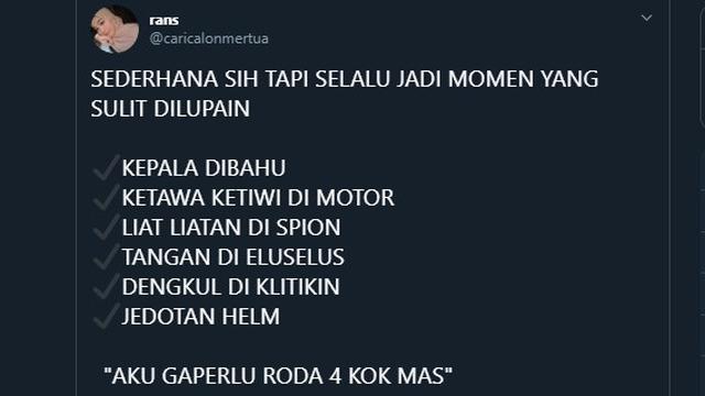 7 Cuitan Momen Pacaran Naik Motor ala Netizen Ini Bikin Senyum Sendiri