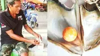 Nelayan Thailand mendapat rezeki nomplok dengan menemukan mutiara oranye yang harganya ditaksir lebih dari empat miliar (dok,instagram/@thadayamagain/https://www.instagram.com/explore/tags/orangepearl/?hl=en/Komarudin)