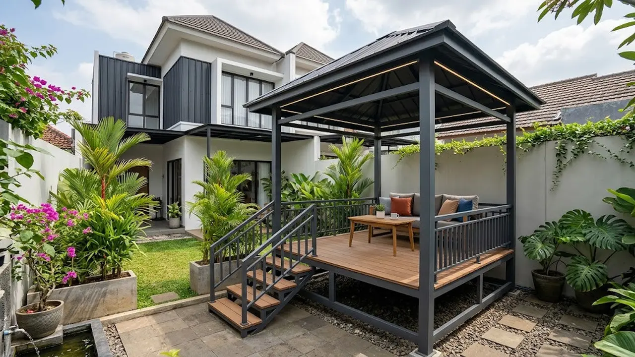 7 Model Gazebo Minimalis Terbaru 2026, Estetik dan Hemat Biaya untuk Lahan Sempit