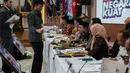 Suasana rapat Rekapitulasi Hasil Penghitungan Perolehan Suara Tingkat Nasional dan Penetapan Hasil Pemilihan Umum Tahun 2019 di Jakarta, Minggu (19/5/2019). Rekapitulasi menetapkan perolehan suara dari Sulawesi Selatan dan PPLN Kuala Lumpur. (Liputan6.com/Faizal Fanani)