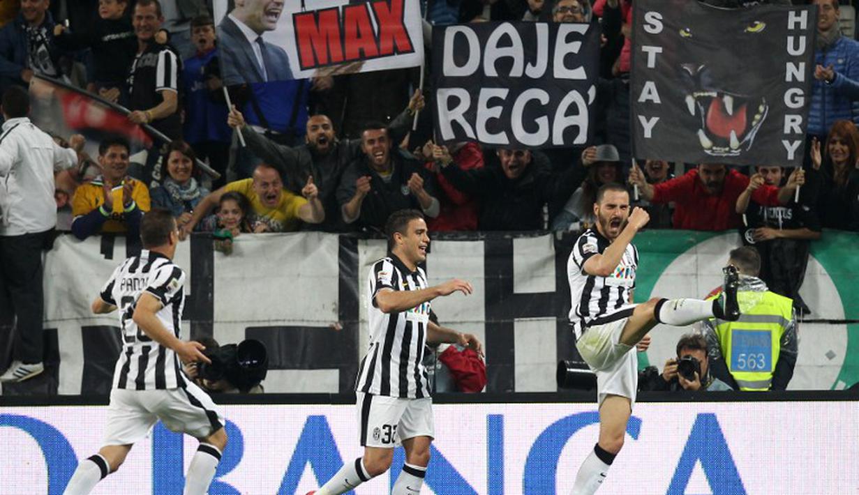 Juventus kian di atas angin usai Leonardo Bonucci menggandakan keunggulan atas Lazio (MARCO BERTORELLO / AFP)
