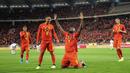 8. Tim Nasional Belgia (57 Gol). Romelu Lukaku telah membukukan 57 gol untuk Belgia dalam 89 penampilannya mulai tahun 2010 hingga 2020. (AFP/Bruno Fahy/Belga)