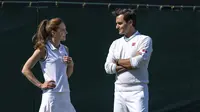 Kate Middleton dan Roger Federer. (Thomas Lovelock/AELTC via AP)