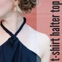 Punya t-shirt yang sudah malas kamu pakai? Ubah jadi blus halter neck nan kece ini.