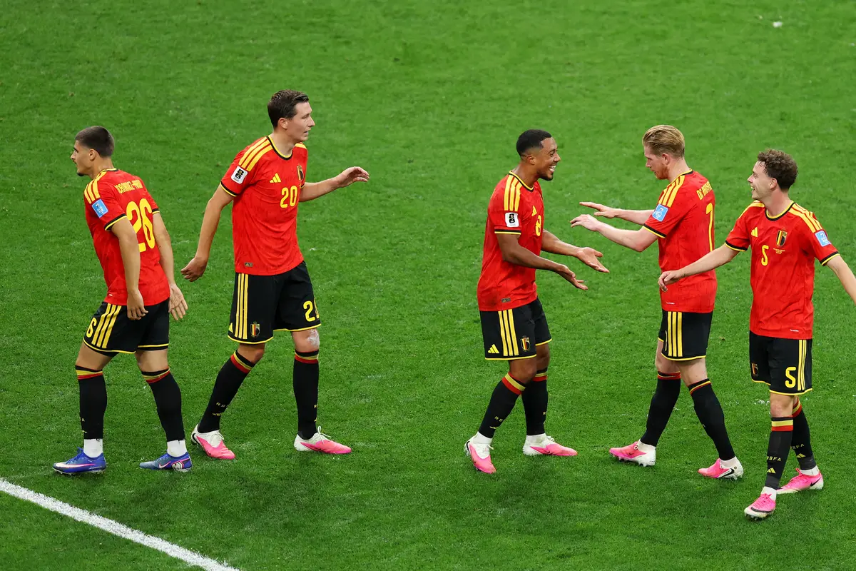Selebrasi pemain Belgia saat mencukur Selandia Baru di Piala Dunia 2026