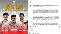 Menteri Keuangan Sri Mulyani beri ucapan selamat kepada atlet atas pencapaiannya di Olimpiade Paris 2024. (Foto: instagram @smindrawati)