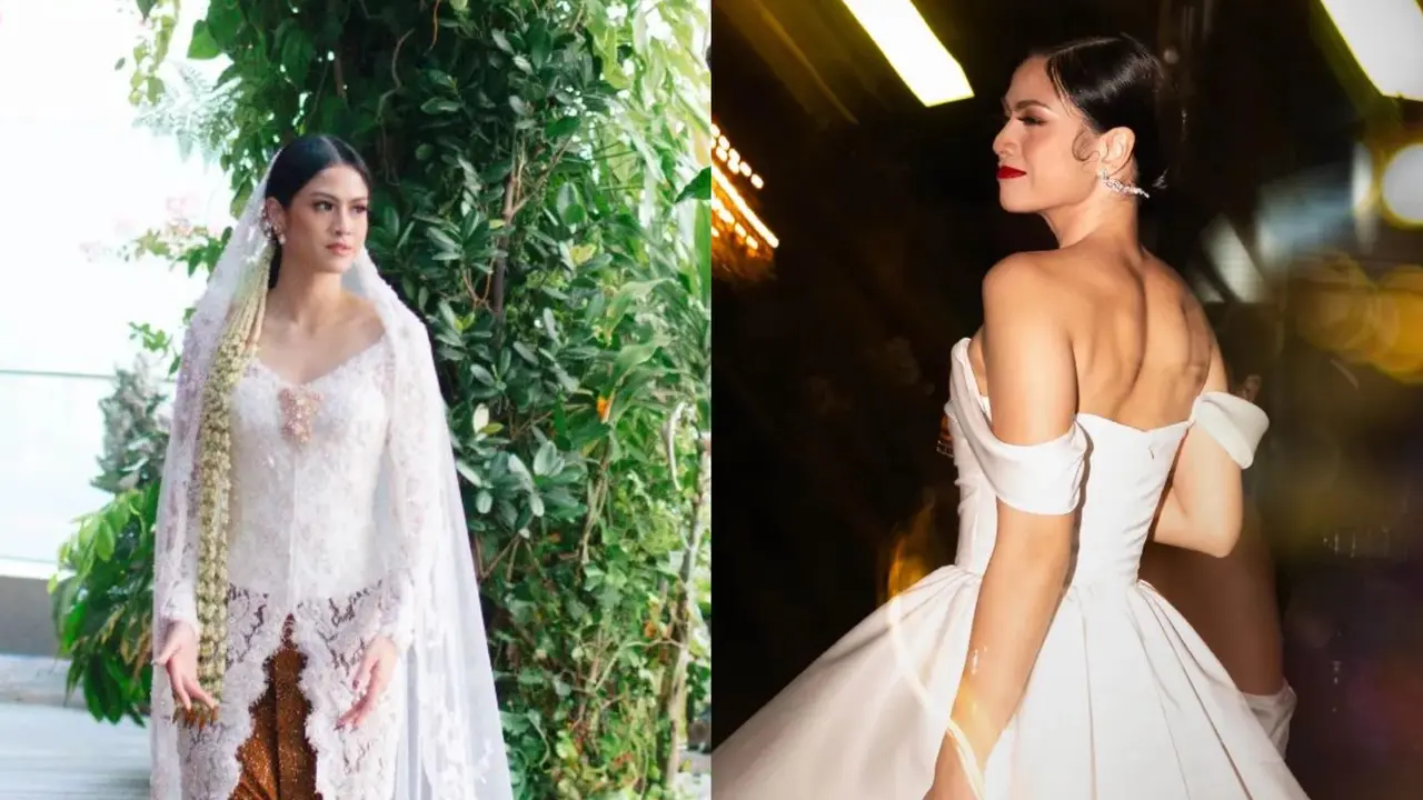 6 Potret Cantik Hana Saraswati Kenakan 4 Busana Berbeda Rancangan Renzi Lazuardi saat Menikah