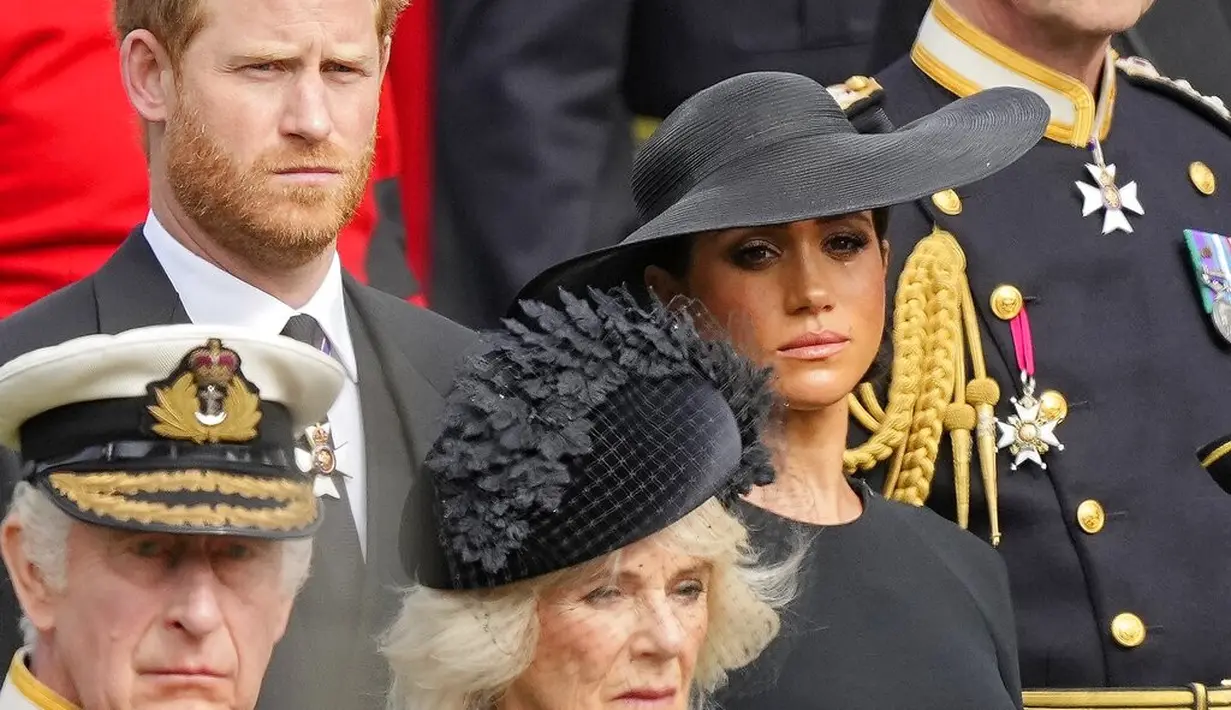 Keluarga Kerajaan Inggris di pemakaman Ratu Elizabeth II. (Foto: AP Photo/Martin Meissner, Pool)